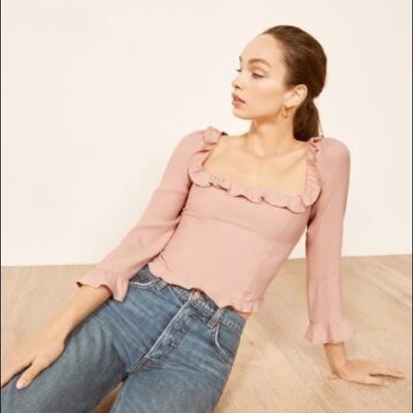 Reformation Tops - Reformation Barb Blush Pink Crop Top Sz 4